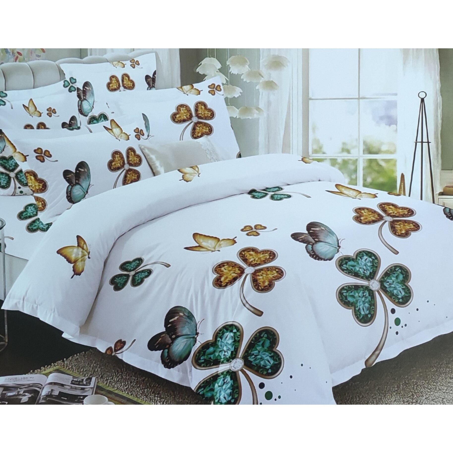 Lenjerie de pat pentru 1 persoana, bumbac finet, multicolor