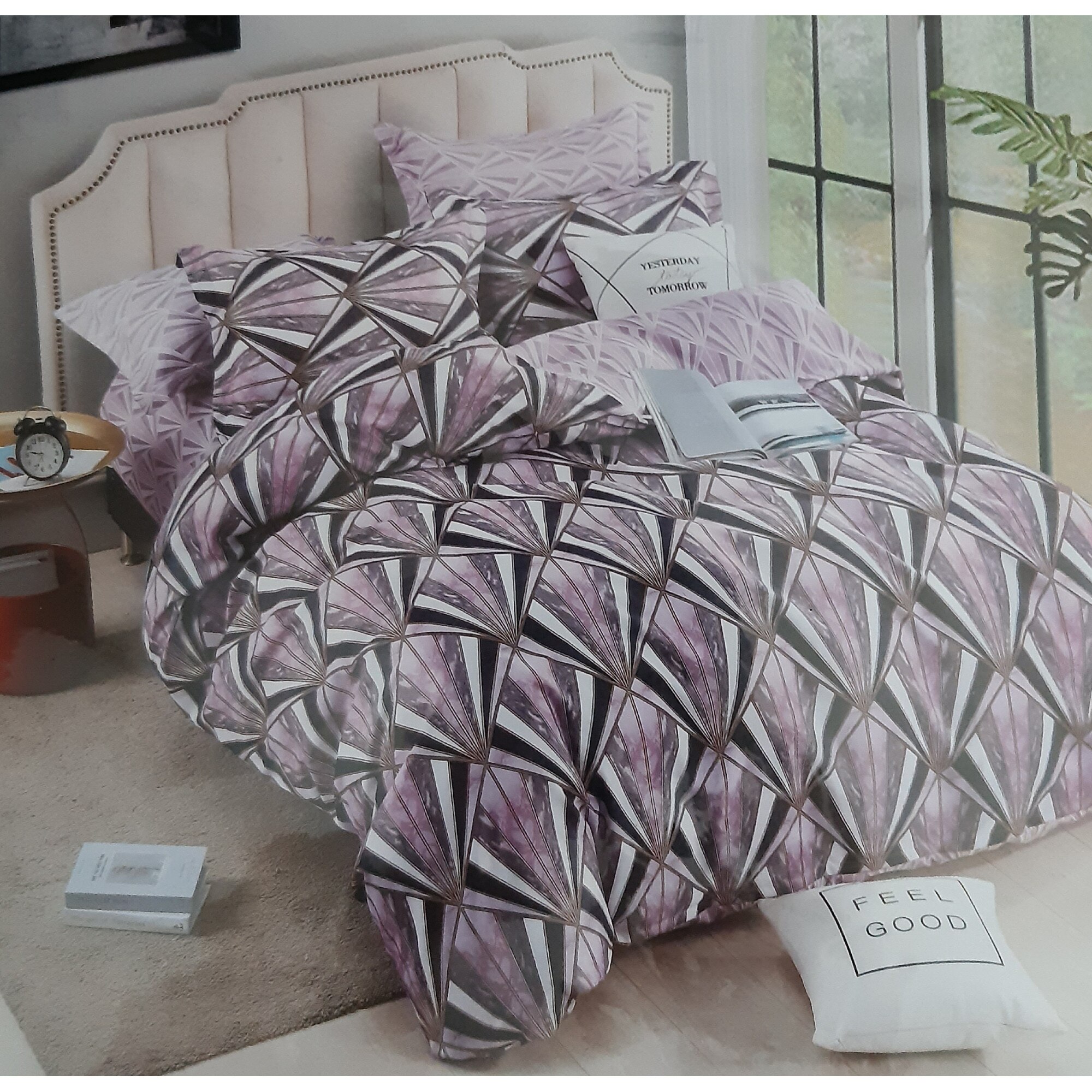 Set din 6 piese Lenjerie de pat pentru 2 persoane, bumbac finet