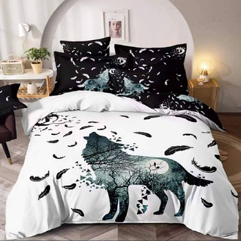 Lenjerie 6 piese din Bumbac Finet, model Lup, 235 x 240 Lenjerie 6 piese din Bumbac Finet, model Lup, 235 x 240