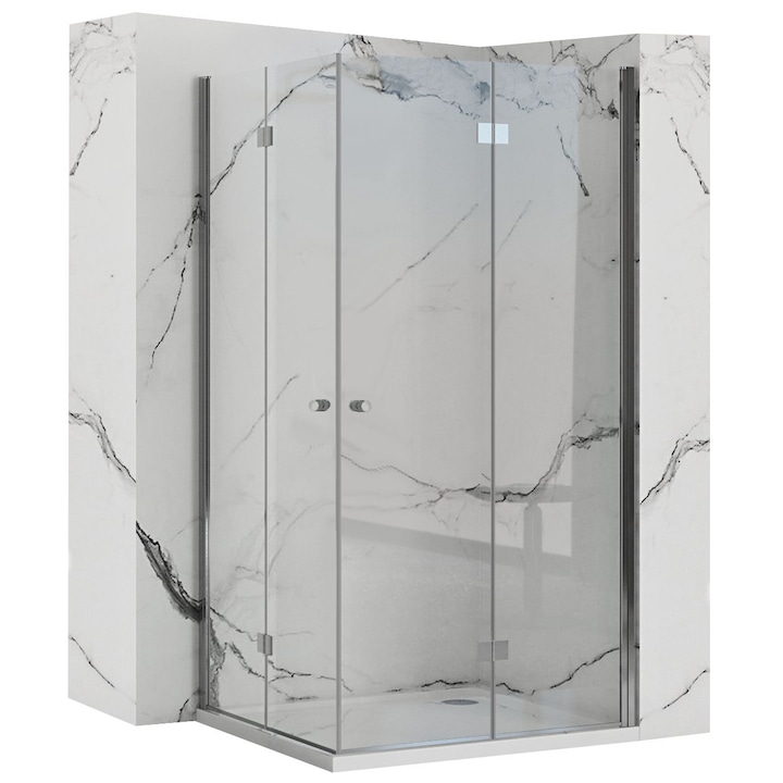 Душ кабина Rea Fold N2, 80 x 80, Сгъваема, Закалено стъкло