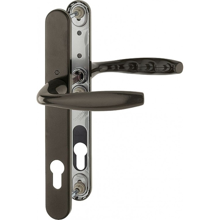 Maner pentru usa de exterior Hoppe New York, din aluminiu, latime 30 mm, interax 92 mm, culoare maro F8706