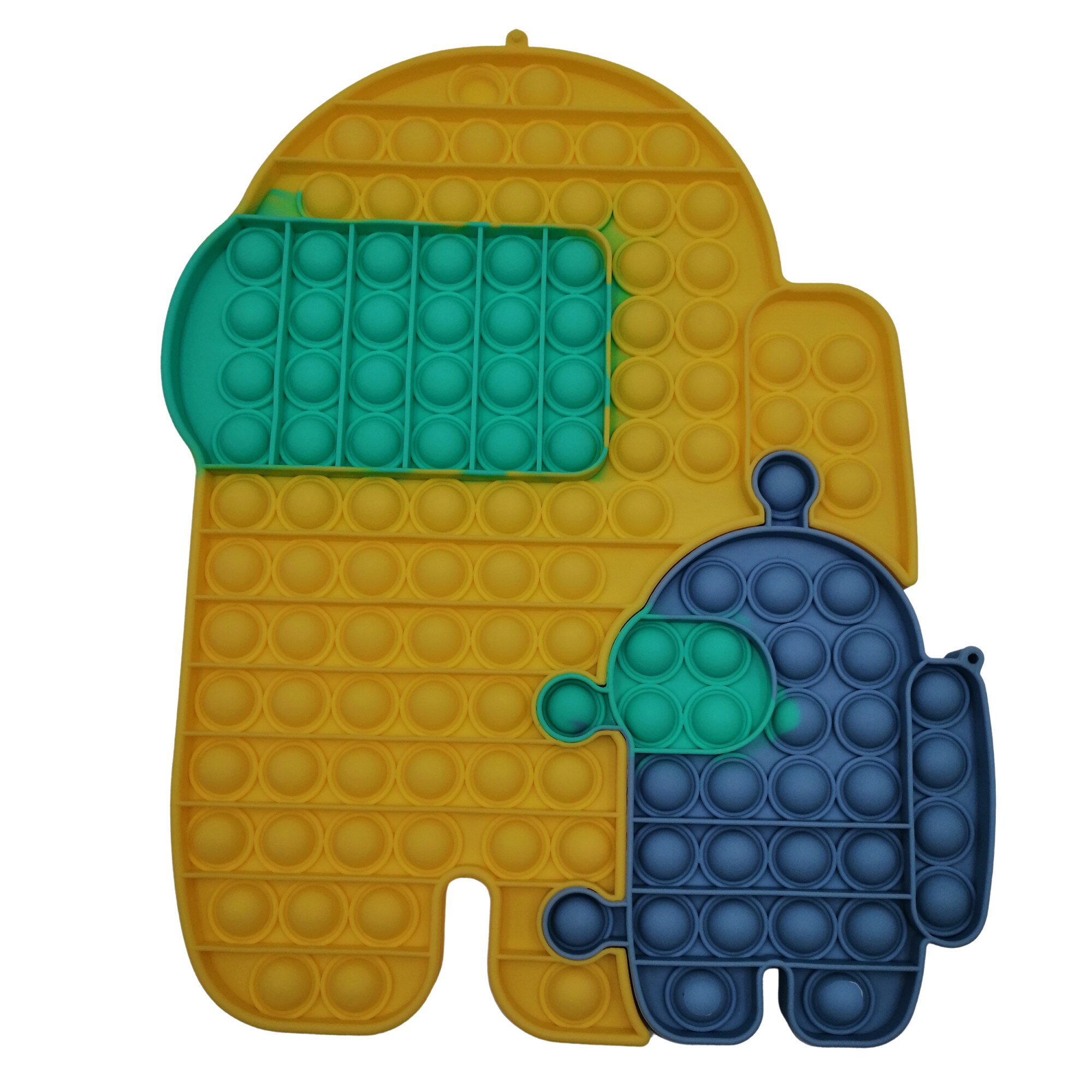 Jucarie antistres, Among Us duo, 30 cm, silicon, galben-albastru