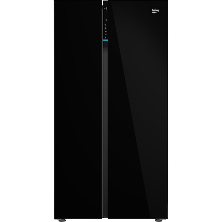 Двукрилен хладилник Side by side Beko GN163140ZGBN, 580 l, Клас E, NeoFrost Dual Cooling, Инверторен компресор, Harvestfresh, Everfresh+, H 179 см, Черно стъкло