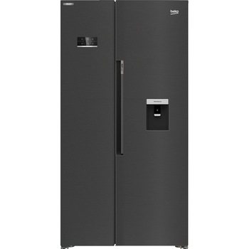 Frigider side by side Beko GN163130ZGB, 576 l, NeoFrost Dual Cooling, HarvestFresh, Compresor inverter, Dozator de apa, Clasa E, H 179 cm, Dark Inox Frigider side by side Beko GN163130ZGB, 576 l, NeoFrost Dual Cooling, HarvestFresh, Compresor inverter, Dozator de apa, Clasa E, H 179 cm, Dark Inox