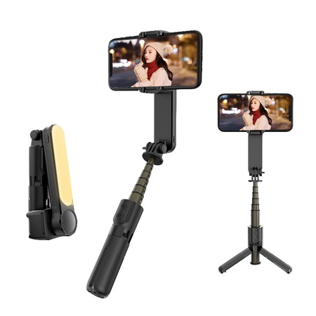 Stabilizator imagine, Sundiguer, Bluetooth, 360 °, LED, Compatibil cu Android / IOS, Negru