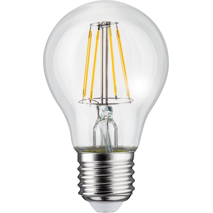 Bec cu filament LED E27, 6W, 230V, WW alb cald 3000K, 600lm, decorativ retro Edison A60, MCE267