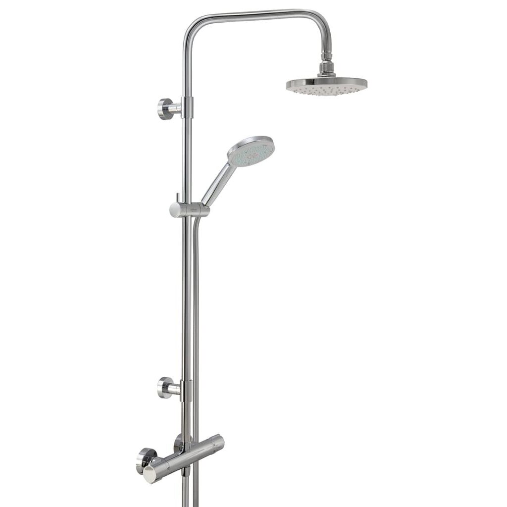 Set de dus cu termostat si 4 functii, Hoffmann, Alama, Para de dus Atlanta Plus, 2 x Furtun Silverline, 80cm si 160cm, Argintiu