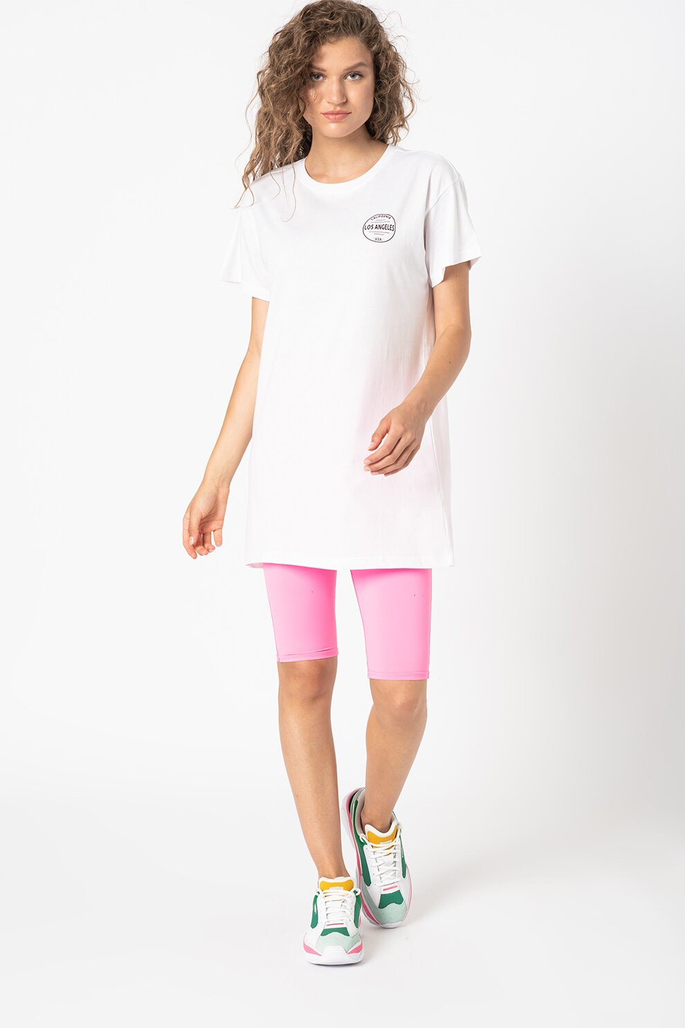 Sisters Point, Tricou lung de bumbac cu detaliu grafic pe piept Heina, Alb optic/Negru