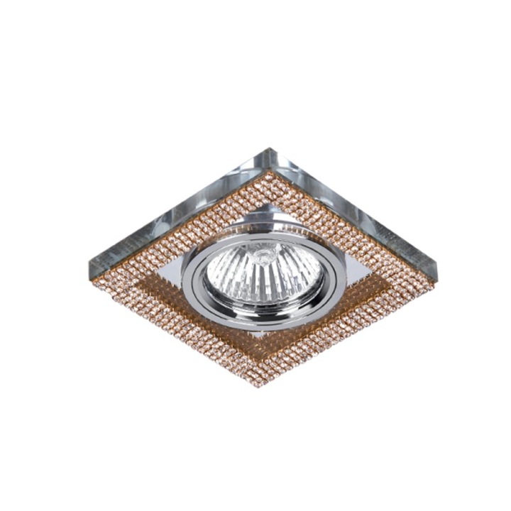 Spot patrat CR-776S/GD 12V/230V bulb MR16 cristal auriu