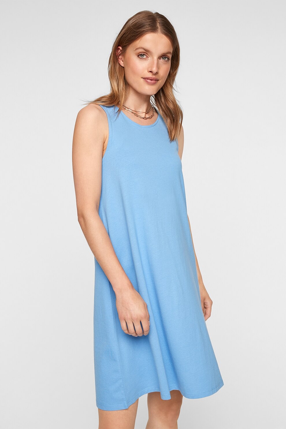 s.Oliver, Rochie de modal si bumbac cu croiala A, Albastru pastel