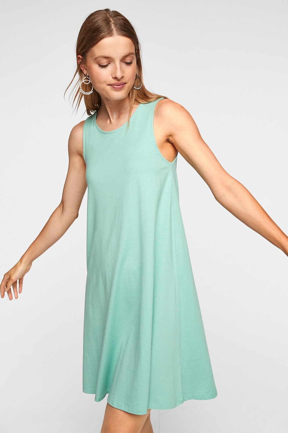 s.Oliver, Rochie de modal si bumbac cu croiala A, Verde menta