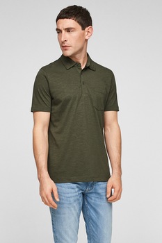 s.Oliver, Tricou polo de jerseu cu buzunar pe piept, Verde militar s.Oliver, Tricou polo de jerseu cu buzunar pe piept, Verde militar