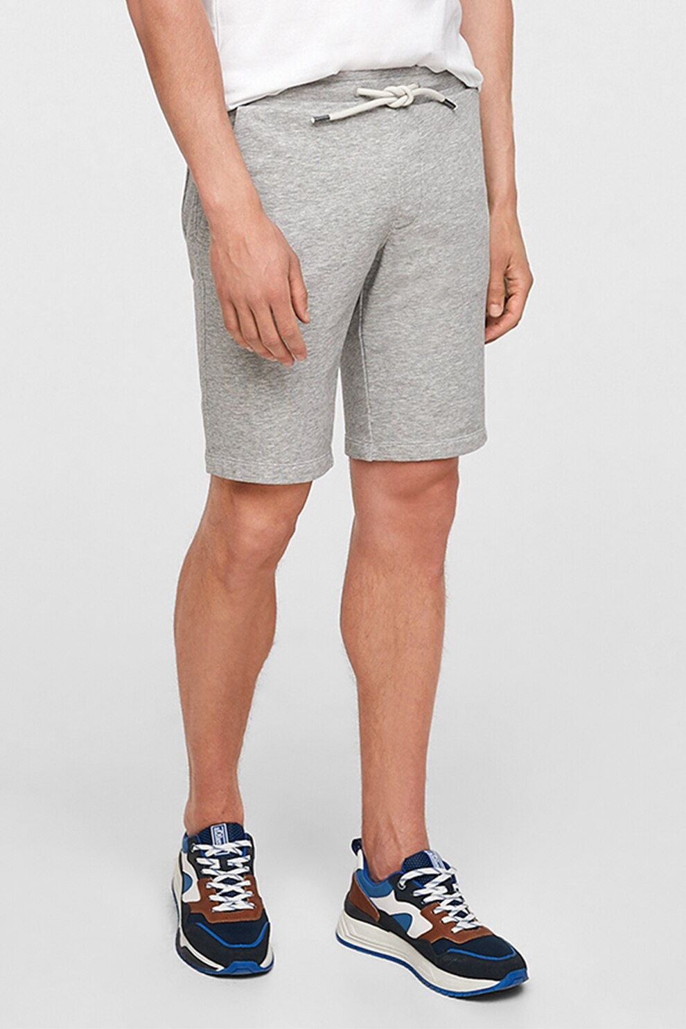 s.Oliver, Bermude sport cu snur in talie, Gri deschis melange