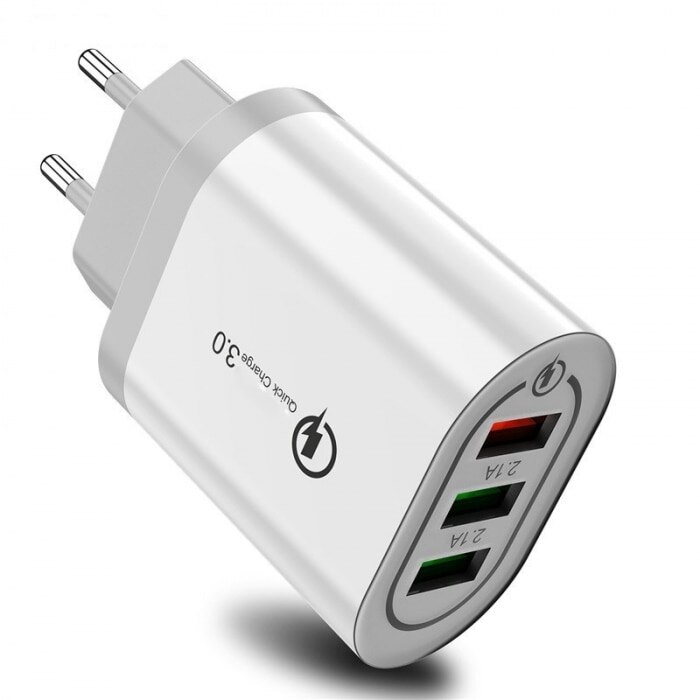Incarcator Retea 3x USB Fast Charge 3.0 Alb