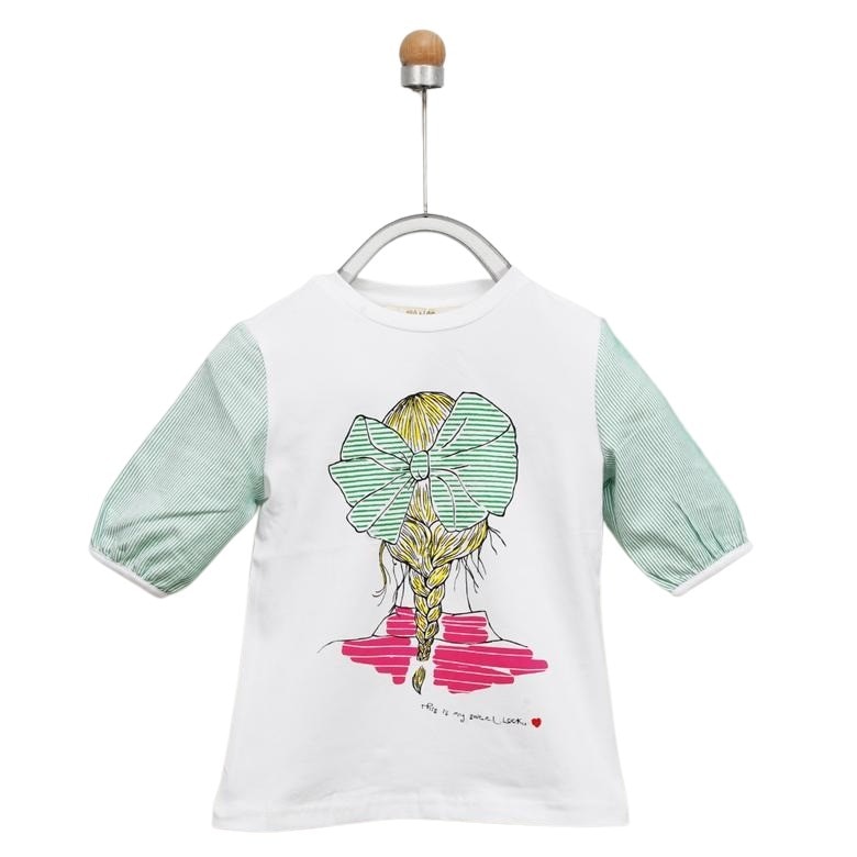 Tricou cu maneca scurta pentru fete, culoare alba 2639