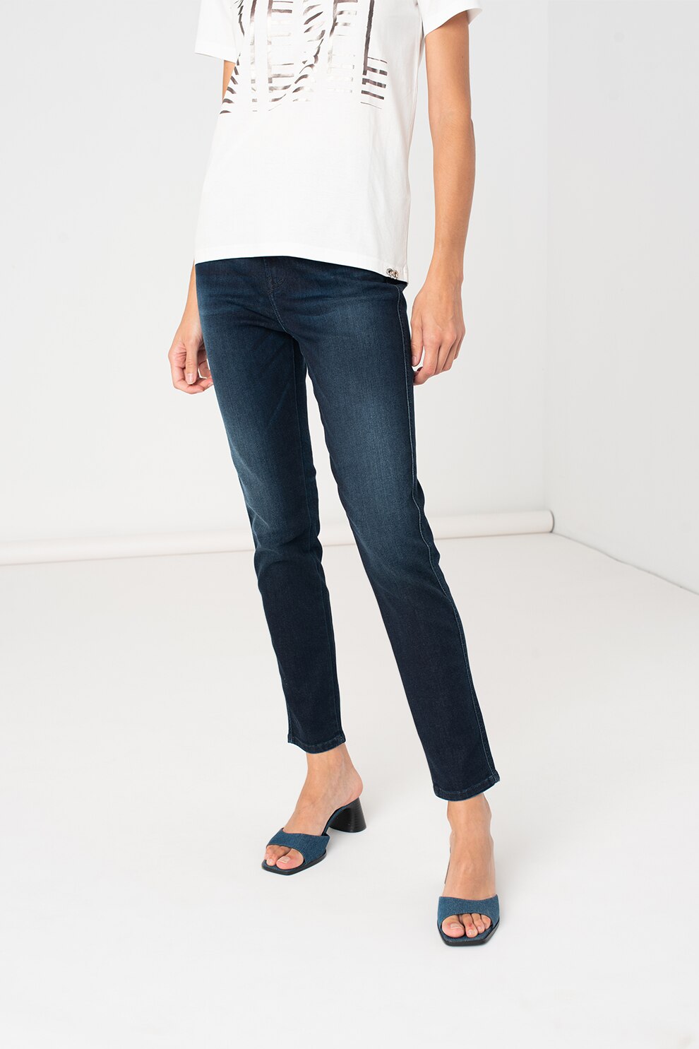 Diesel, Blugi crop slim fit Babhila, Bleumarin