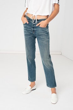 Diesel, Blugi slim fit crop cu aspect decolorat Rifty, Bleu/Bleumarin, W28-L32 Diesel, Blugi slim fit crop cu aspect decolorat Rifty, Bleu/Bleumarin, W28-L32