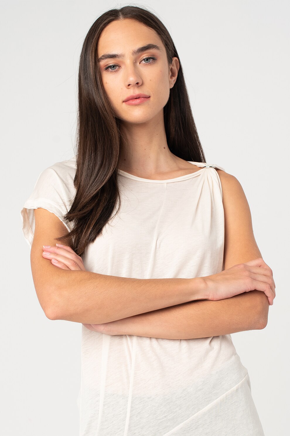 Diesel, Tricou din amestec de lyocell Millie, Crem