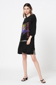 Diesel, Rochie dreapta de bumbac Paigest, Negru/Roz/Verde Diesel, Rochie dreapta de bumbac Paigest, Negru/Roz/Verde