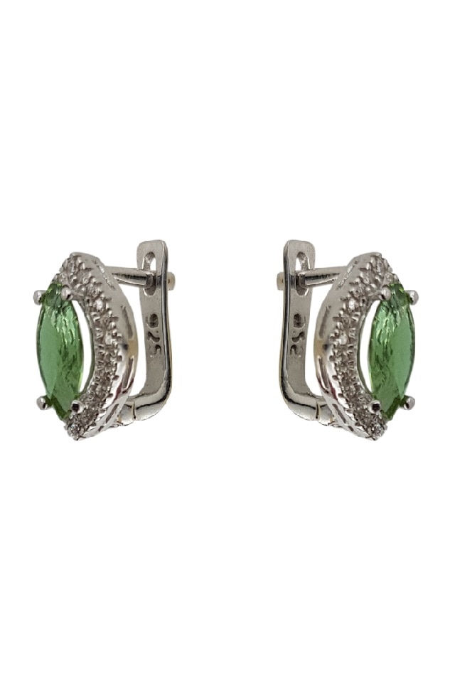 Cercei argint 925% cu zultanite Green Jovian 13-17.5 mm, 3.1 g