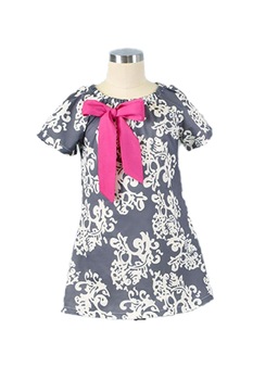 Rochei fetita, casual, cu funda si imprimeu Rochei fetita, casual, cu funda si imprimeu