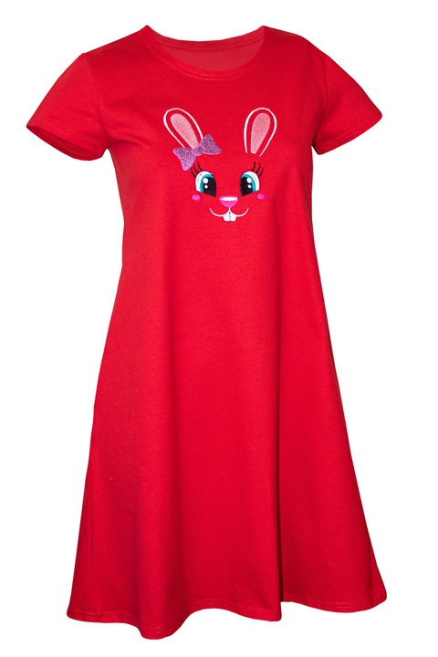 Rochie dama, rosie cu model iepuras, Rosu