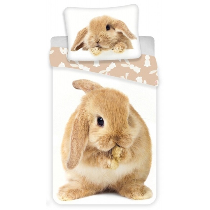 Lenjerie de pat pentru copii Jerry Fabrics, Iepuras, Bumbac, 140x200cm