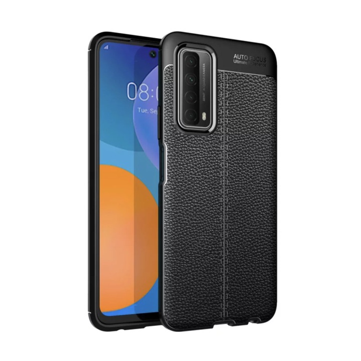 Husa Premium Antisoc model tip Piele AutoFocus, compatibila cu Huawei P Smart 2021 / Neagra