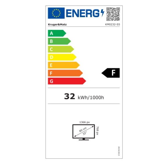 Televizor SMART Kruger & Matz 32 inch HD TV, DVB-T2 / S2 H.265 HEVC, KM0232-S5