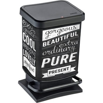 Cos de gunoi cu pedala, Rotho Paso, 20 L, Hipster, alb-negru Cos de gunoi cu pedala, Rotho Paso, 20 L, Hipster, alb-negru