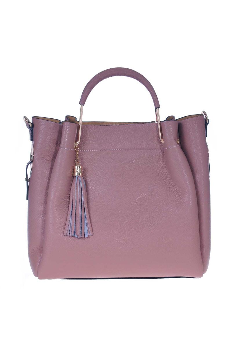 Geanta Dama Eleganta, Sabrine, Reni, Piele Naturala, Lila Inchis, 32 x 14 x 30 cm