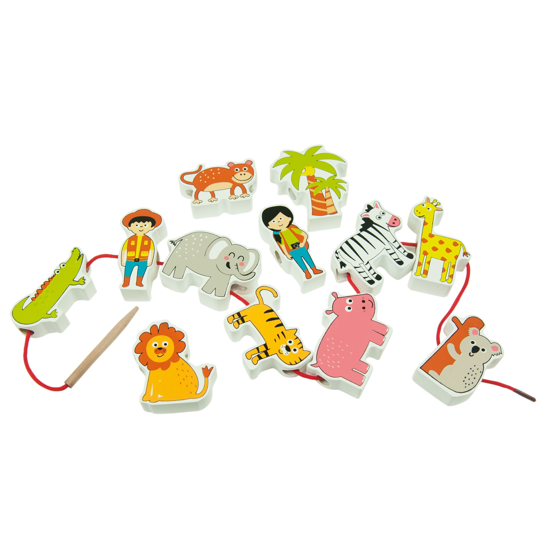 Jucarie set 12 figurine din lemn, jungla, Andreu Toys