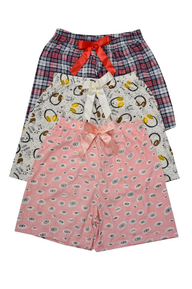 Set trei pantaloni scurti dama Serena, multicolor, diferite imprimeuri 03, Multicolor