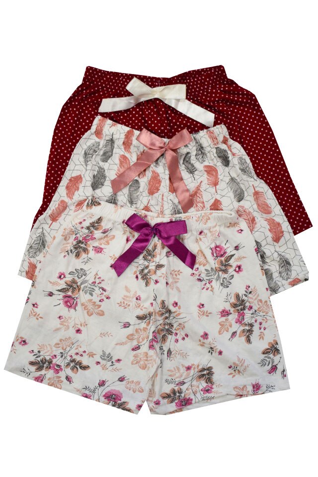 Set trei pantaloni scurti dama Serena, multicolor, diferite imprimeuri 04, Multicolor