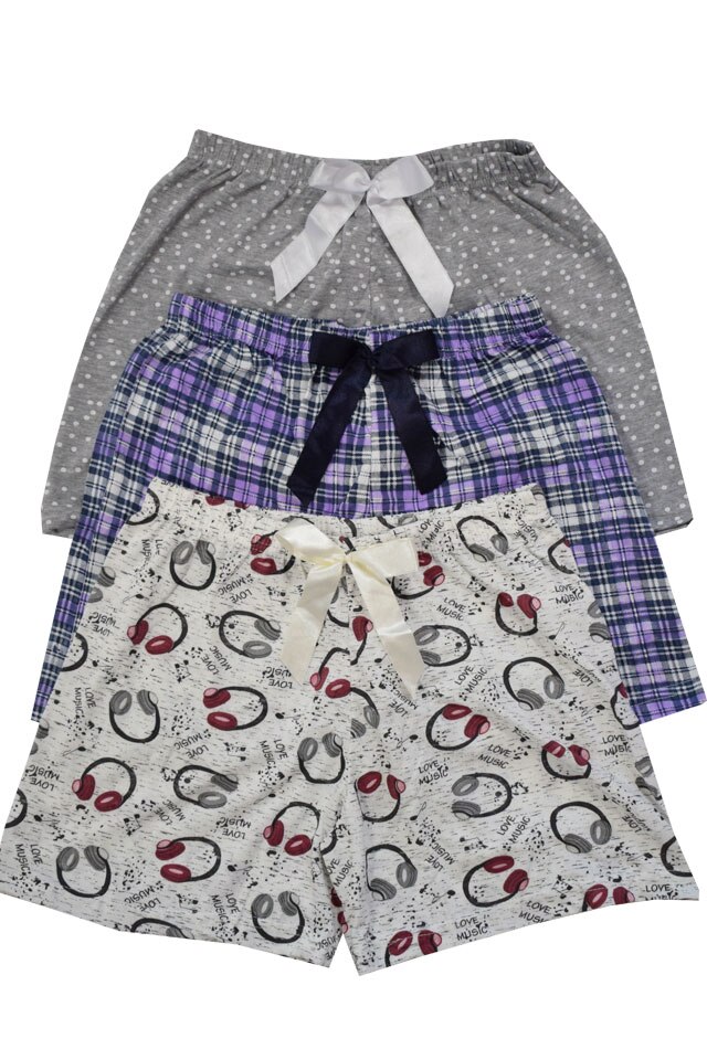 Set trei pantaloni scurti dama Serena, multicolor, diferite imprimeuri 06, Multicolor