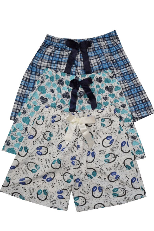 Set trei pantaloni scurti dama Serena, multicolor, diferite imprimeuri 08, Multicolor, XL