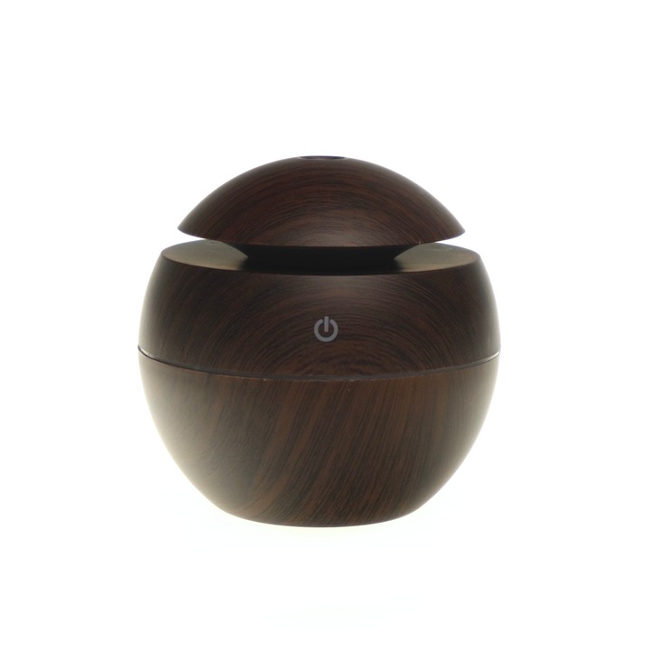 Umidificator mini, rotund, pvc, usb, maro inchis