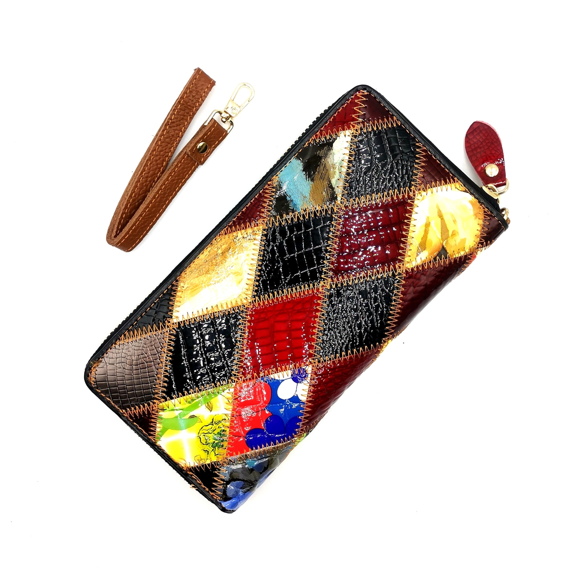 Portofel de dama , piele naturala lacuita, model 3017-1 multicolor