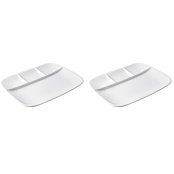 Set 2 platouri servire cu 4 compartimente, ceramica, Gusta, dreptunghiular, 26.5 x 20 cm, alb Set 2 platouri servire cu 4 compartimente, ceramica, Gusta, dreptunghiular, 26.5 x 20 cm, alb