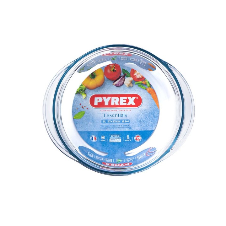 Тенджера Pyrex Essentials Sleeve, боросиликатно стъкло, 3 л, 27x23x11см