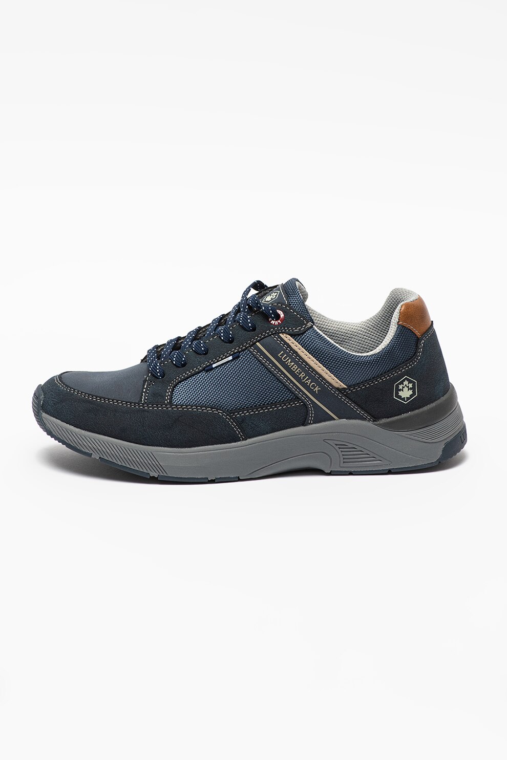 Lumberjack, Pantofi sport cu garnituri de piele ecologica Travis, Bleumarin