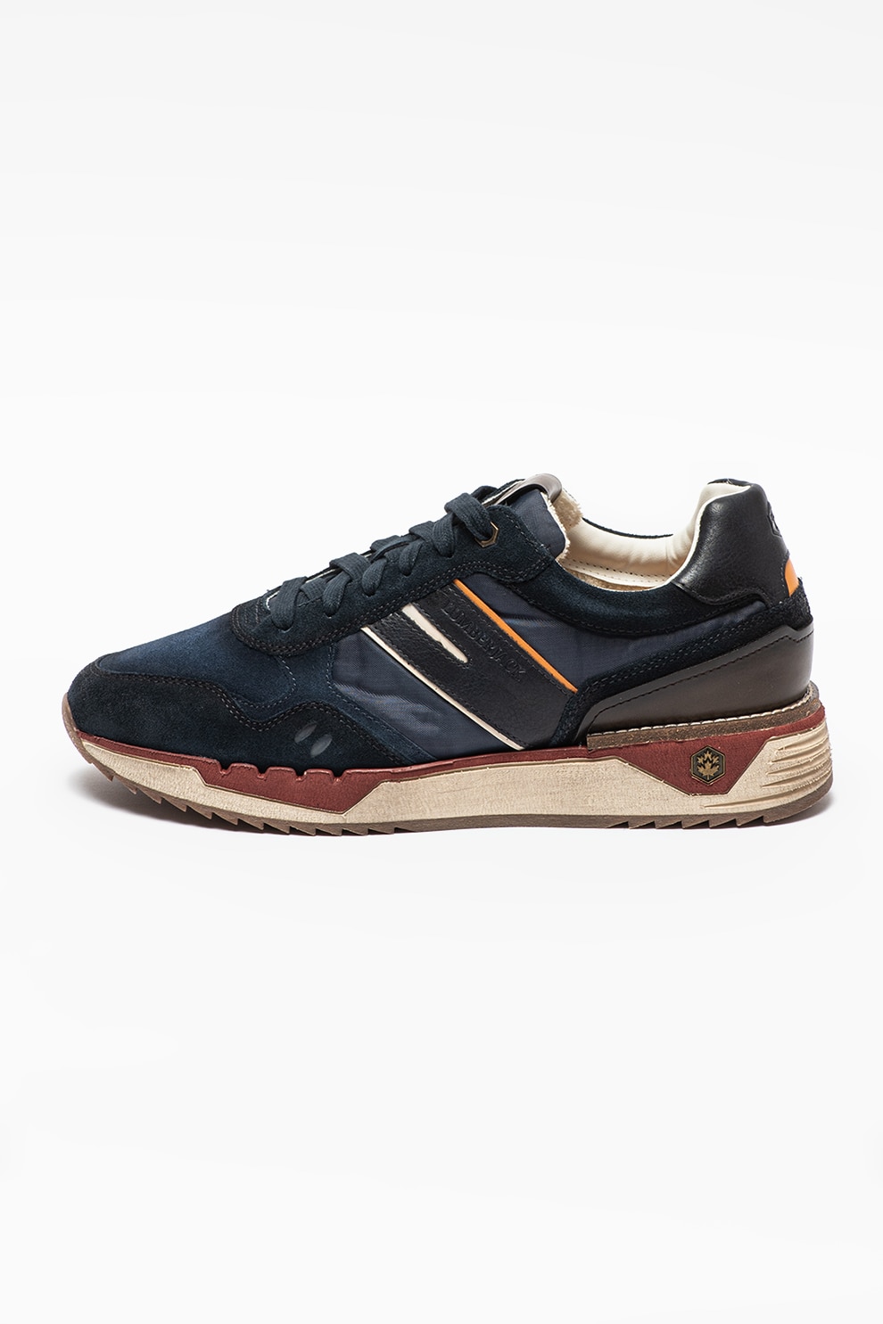 Lumberjack, Pantofi sport cu garnituri de piele intoarsa Nolan, Bleumarin/Maro inchis