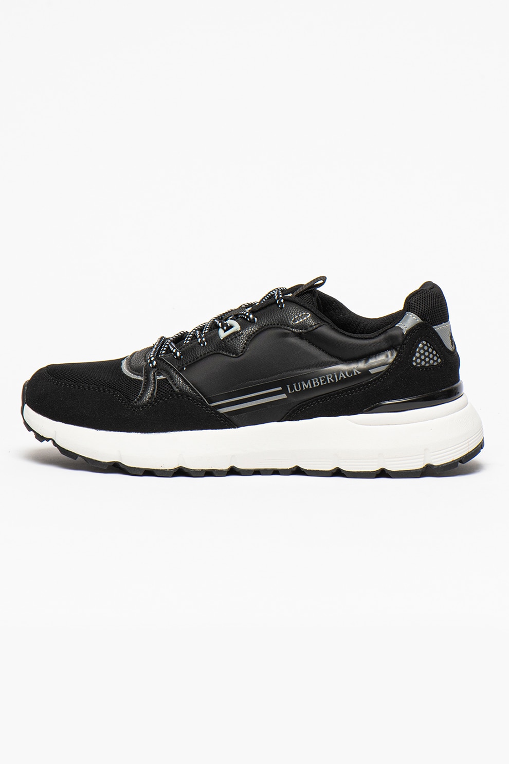 Lumberjack, Pantofi sport cu insertii din piele ecologica Benny, Negru