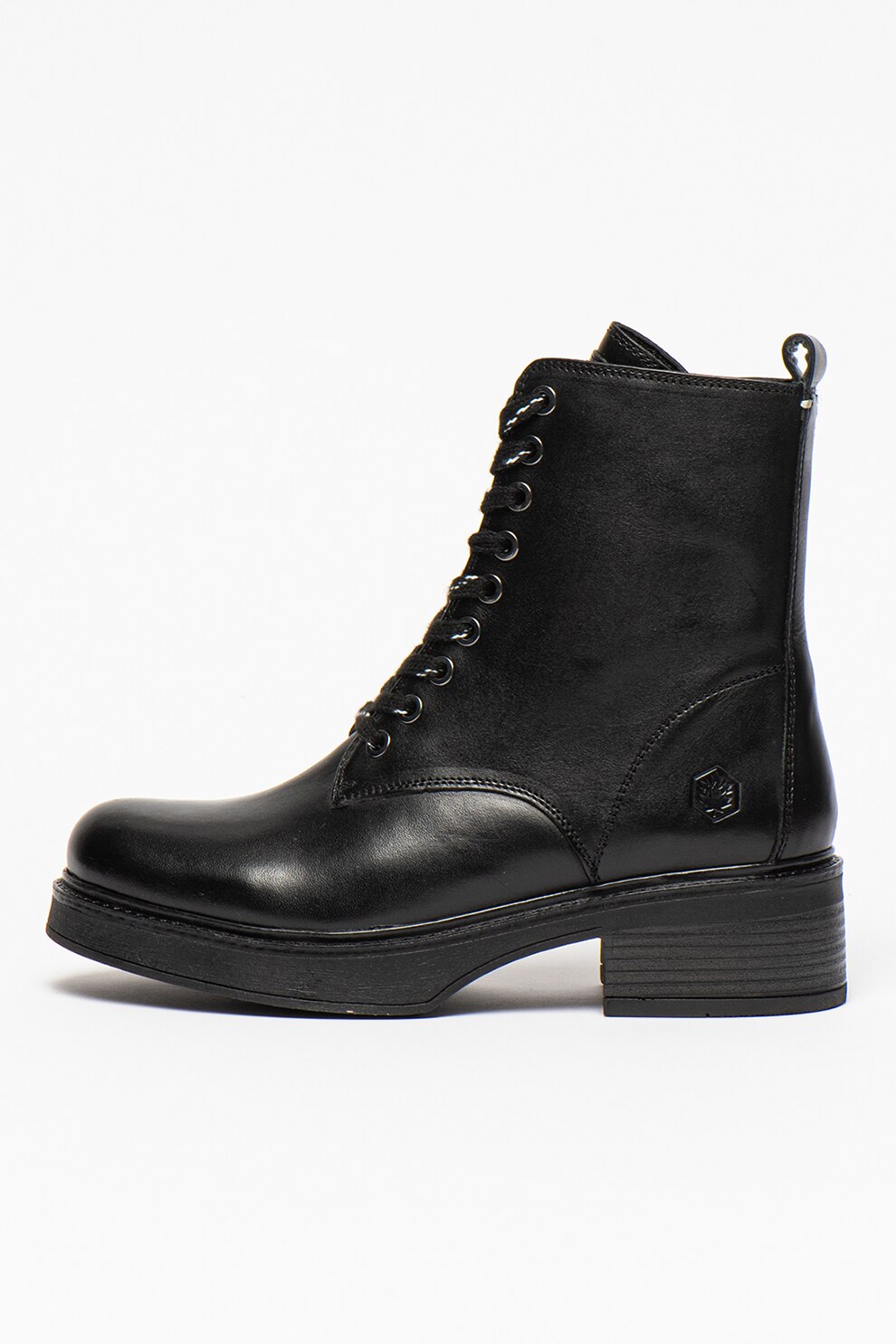 Lumberjack, Ghete din piele cu toc masiv Malya, Negru, 38