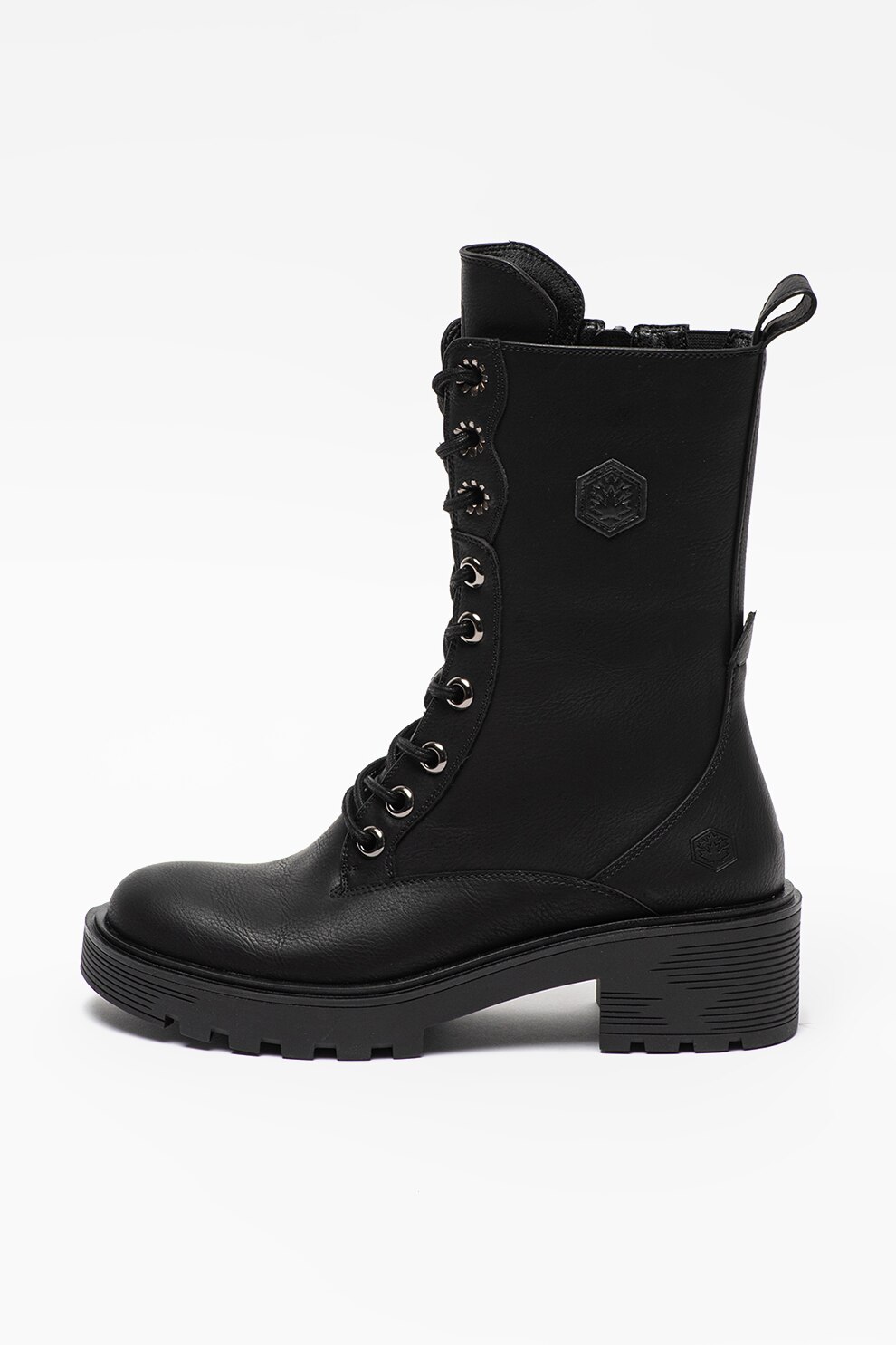 Lumberjack, Bocanci mid calf de piele ecologica Ramone, Negru, 39