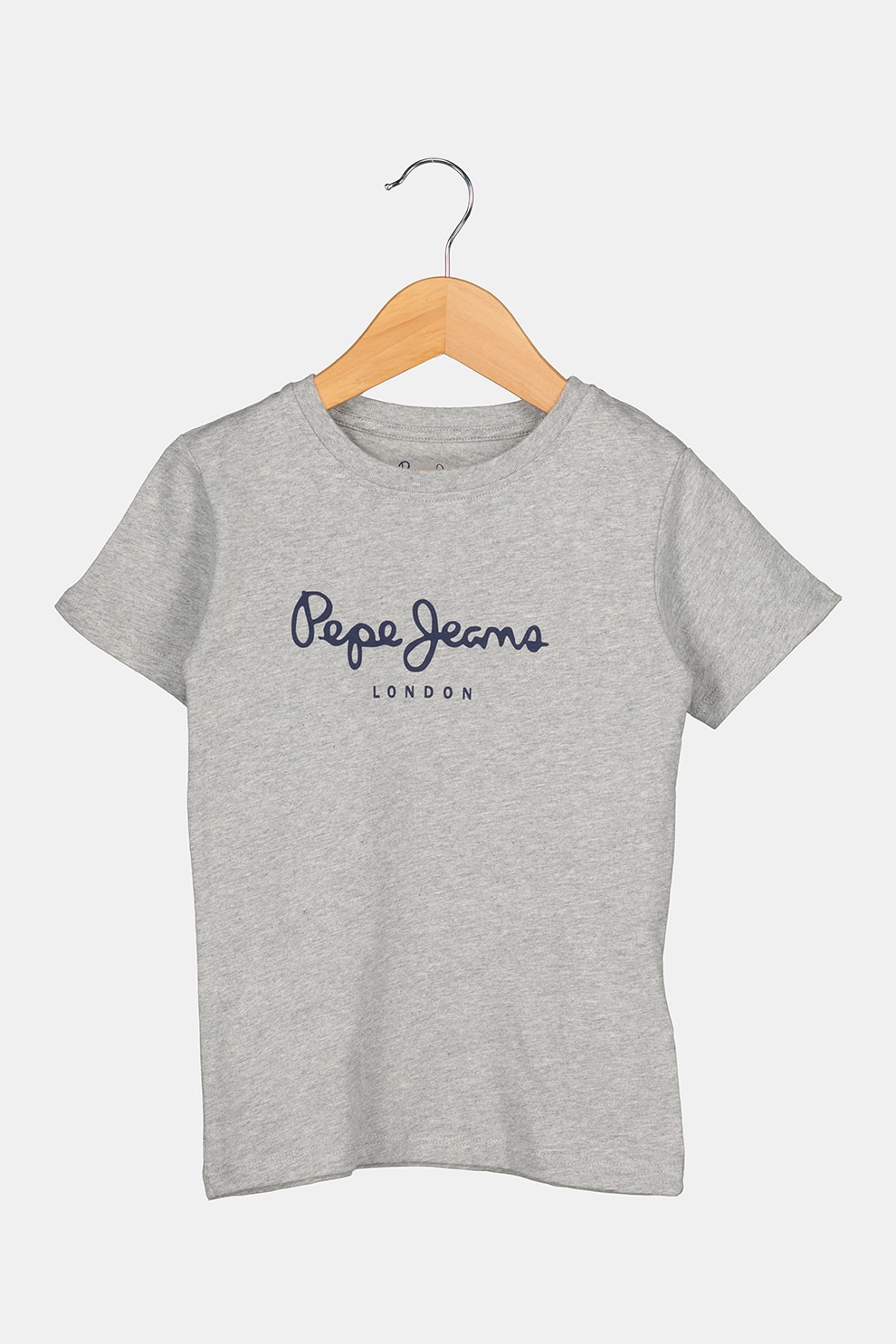 Pepe Jeans London, Tricou cu imprimeu logo Art Basic, Gri melange/Bleumarin inchis