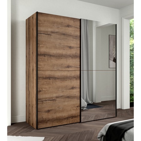 Dulap Kring Odder, usi culisante, dimensiuni 170x190x61 cm, culoare stejar
