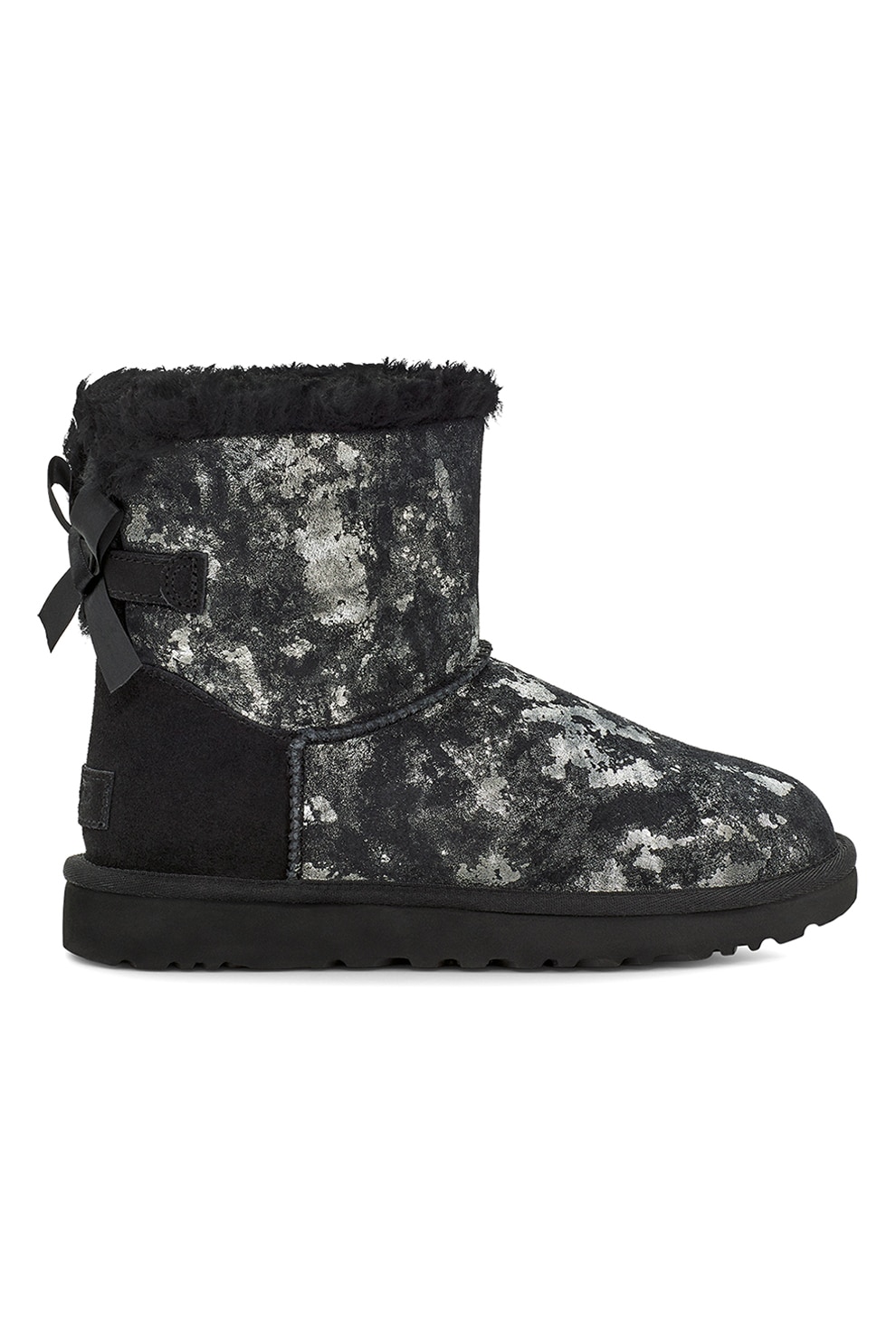 UGG, Ghete cu aspect stralucitor fara inchidere Mini Bailey, Negru stins, 36