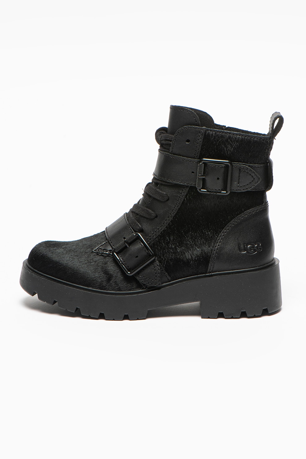 UGG, Ghete de piele cu par scurt si piele Zorrah, Negru