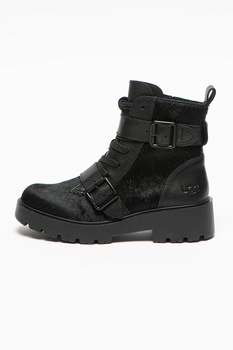 UGG, Ghete de piele cu par scurt si piele Zorrah, Negru UGG, Ghete de piele cu par scurt si piele Zorrah, Negru